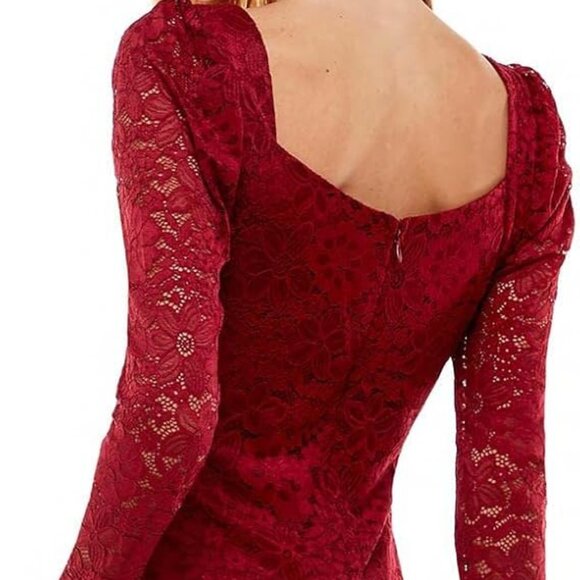 City Studio Women's Large Lace Mini Bodycon Dress Dark Red Slim Red NWT - Picture 2 of 16